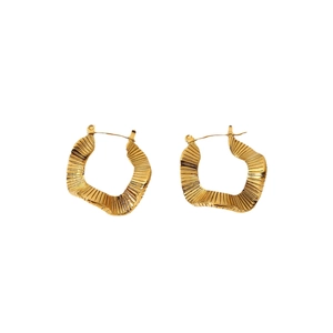 Minimalist 18K gold plated stainless steel earrings with irregular wrinkled texture