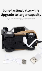 Λεπτομέρεια θύρας φόρτισης USB Type-C και καλωδίου τροφοδοσίας του μίνι RC γερανού