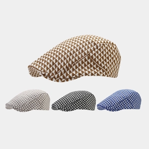 Coppia Piatta Stile Britannico Vintage Motivo Geometrico Triangolo Poliestere Berretto Ivy Newsboy Cappello Uomo Donna