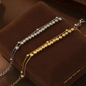 Elegant S925 sterling silver layered beaded bracelet in gold and silver finish