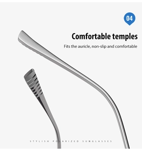 Close-up of polished silver metal temples with non-slip texture for comfort sunglasses
