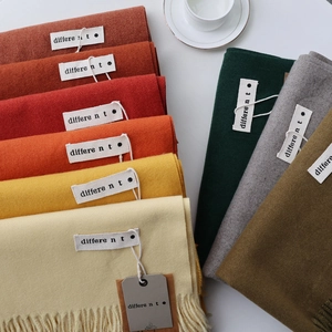 Women Winter Warm Cashmere-like Scarf Solid Color Tassel Fringe Scarf Elegant Soft Knitted Shawl Wrap For Commuting Outdoor