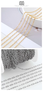 Detail of gold and silver stainless steel gourd shape 8-link chains for DIY jewelry making