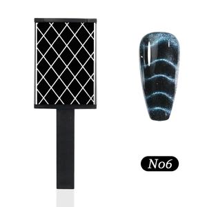 Cat eye nail magnet tool with No6 blue shimmer visual effect and 3D magnetic patterns
