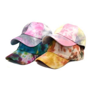 Tie Dye Baseball Cap Cotton Twill Curved Brim Adjustable Sun Hat For Men Women Outdoor Streetwear Casual Colorful