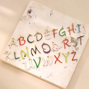 26 colorful enamel alphabet letter charms in gold stainless steel for jewelry making