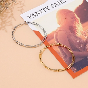 Bracelets à maillons trombone en acier titane doré et argenté avec fermoir mousqueton