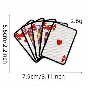 Ace of Spades embroidered iron-on patch for clothing decoration, size 7.9cm x 5.6cm