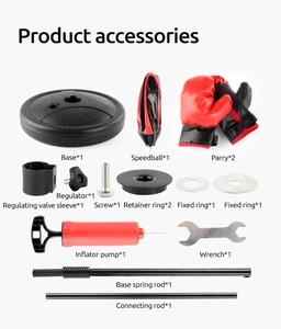 Complete boxing set accessories including weighted base, speed ball, gloves and pump