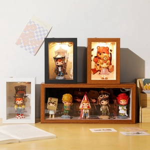 Hollow hollow display frame for blind box figures with integrated LED warm lighting