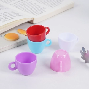 Miniature colorful dollhouse coffee cups in five colors for DIY food play accessories