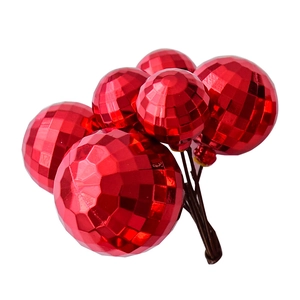 Christmas red faceted disco berry stems for festive holiday decorations and DIY crafts
