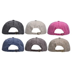 Assorted washed cotton MAMA baseball caps in six colors with adjustable metal buckles