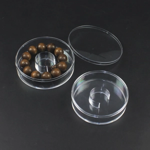 Clear acrylic round display box for bracelets and beads with C-clip stand holder