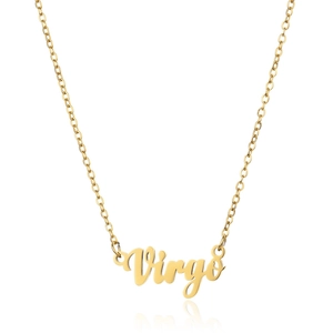 18K gold plated stainless steel O-chain necklace with cursive Virgo zodiac pendant