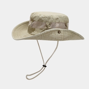 Cappello da sole outdoor kaki con rete traspirante e cinturino sottogola regolabile