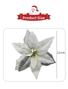 Gros plan d'un poinsettia de Noël artificiel argenté de 22 cm avec des paillettes