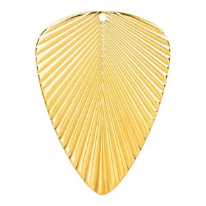 18k gold plated stainless steel leaf pendant with textured sunburst design for DIY jewelry