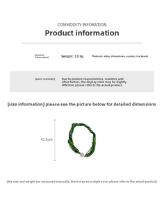 Détails du collier de perles vert multicouche avec un poids de 53,9g et longueur 43,5 cm