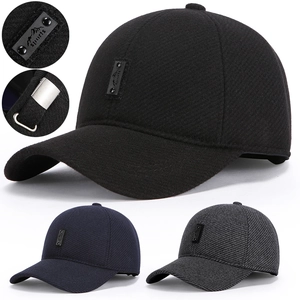 Men Winter Baseball Cap Thickened Woolen Warm Ear Protection Outdoor Windproof Vintage Sport Style Adjustable Peak Hat