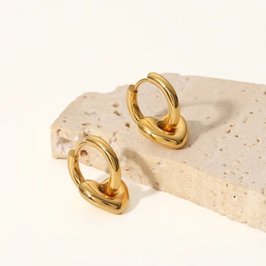 Boucles d'oreilles cœur en acier inoxydable doré 14K style français sur pierre