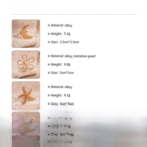 Detailed size and weight chart for gold moon, flower, and starfish statement rings