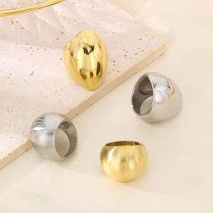 Edelstahl Ring Mode Minimalistischer Klobiger Dom Breites Band Fingerring Gold Silber Poliert Geometrischer Statement Schmuck