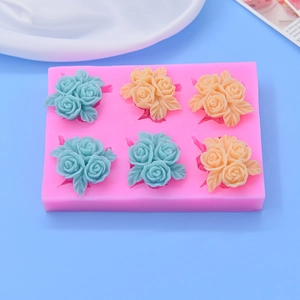6-Loch Rosen Silikonform für DIY Backen und handgemachte Tortendekoration in Rosa