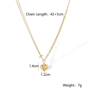 Detailed size specs for heart pendant necklace with chain length and weight info