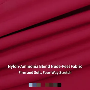 Slim fit long sleeve zip-up yoga top in deep red nude-feel high-elastic fabric