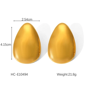Detailed dimension guide for matte gold water drop earrings measuring 2.54 by 4.15 cm