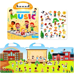 Reusable Music Concert Jelly Sticker Book For Kids Educational Early Learning Toy Portable Scene Map DIY Stickers