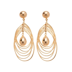 Elegant 18k gold plated multi-layer teardrop earrings with a hollow layered design