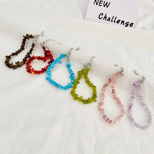 Natural crystal stone chip bracelets in multi-color options with metallic clasp