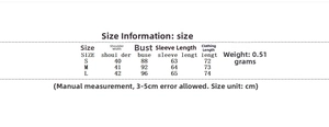 Detailed size chart for retro V-neck waist-cinched leather jacket showing S to L measurements