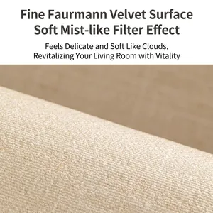 Modern minimalist beige velvet living room carpet with soft matte texture and fine fibers