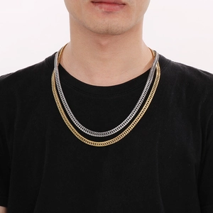 Men's hiphop stainless steel franco chain necklaces in gold and silver finish