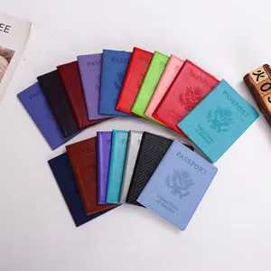 Passport Cover PU Leather United States Design Embossed Travel Protector Case With Card Slots Slim Lightweight