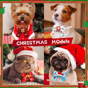 Christmas bow ties for dogs and cats with Santa Claus and snowflake holiday patterns