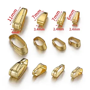 Polished gold stainless steel pinch bails in various sizes for DIY necklace pendant making