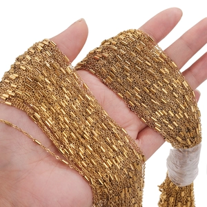 Chaîne en acier inoxydable plaqué or 18 carats à maillons cylindriques pour bijoux DIY
