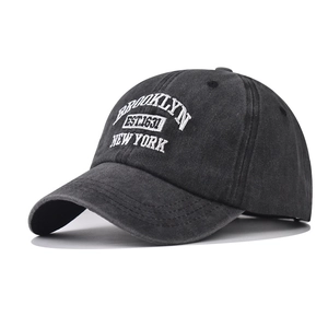 Casquette De Baseball En Coton Lavé Avec Broderie Brooklyn Style Rétro Vintage Ajustable Chapeau Soleil