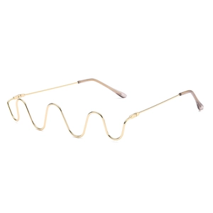 Fashionable gold wave-shaped half-frame lensless eyewear for luxury party styling