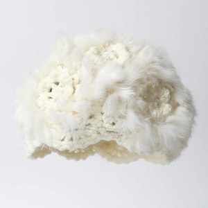 Winter Beanie Hat Women Handmade Crochet Knitted Hollow Flower Faux Rabbit Fur Warm Fluffy Elegant Stylish Headwear