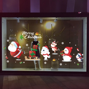 Adesivi natalizi per finestre con Babbo Natale e Renne per decorazioni vetrine negozi