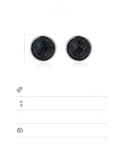 Macro detail of 7x7mm round obsidian sterling silver stud earrings for women