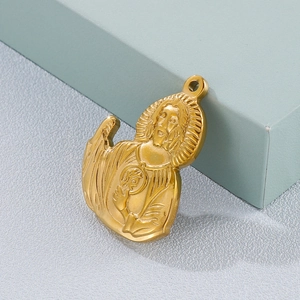 Hip hop style gold stainless steel Jesus pendant necklace for men and women