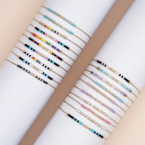 Minimalistische Morse Code Armband Handgemaakte Kleurrijke Miyuki Seed Bead Vergulde Legering Ketting Verstelbare Sieraden