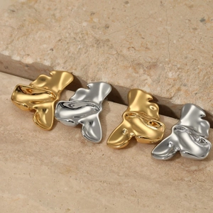 Irregular Geometric Stud Earrings 316 Stainless Steel Liquid Metal Style Plated Abstract Streamline Fashion For Women