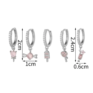 Detailed dimensions of assorted flower, star and ice cream zircon stud earrings